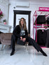 WIDE LEG брюки HM6709 "BLACK LEATHER"